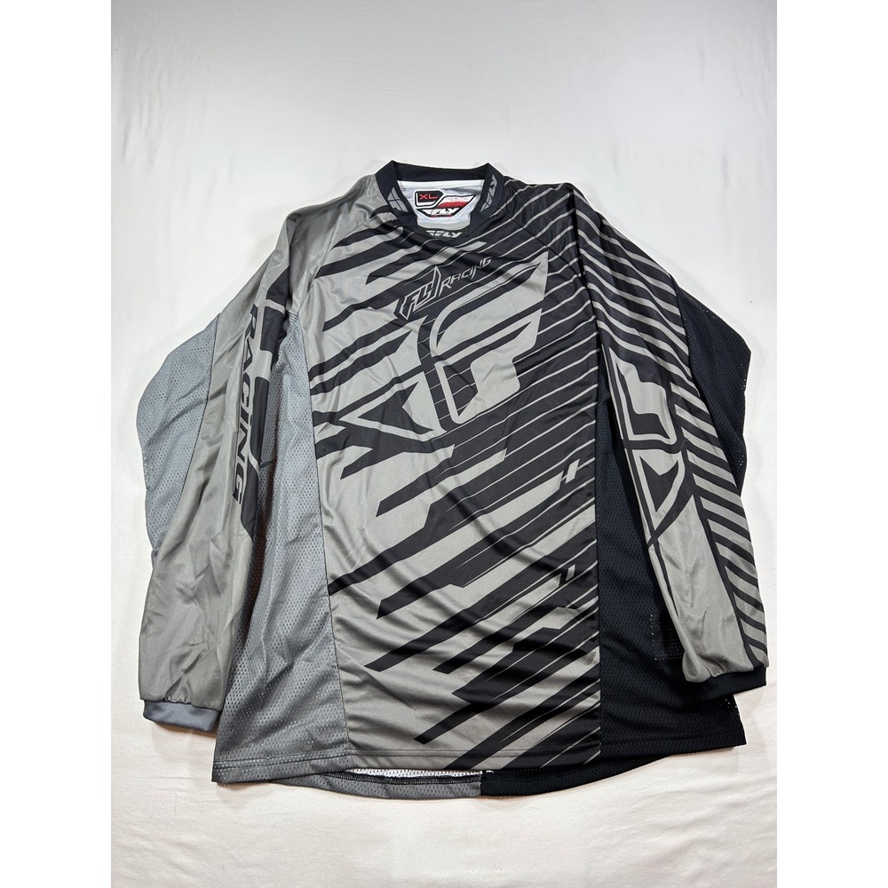 Fly Racing Kinetic Shock Motocross Jersey XL Grey Black Long Sleeve MX BMX MTB